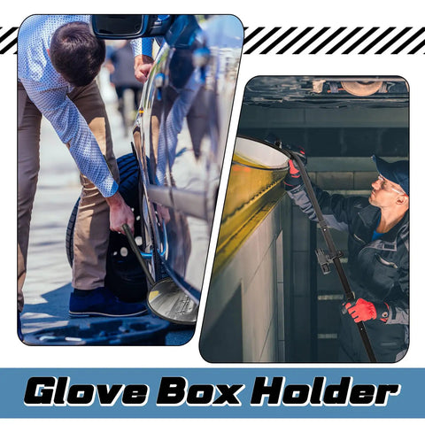 Two Pack Under Vehicle Inspection Mirrors With Telescoping Handle And Integrated Light, 12 Inch Diameter, in use