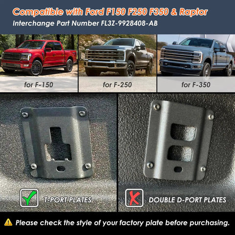 Heavy Duty Truck Bed Tie Down Anchors With Boxlink Cleats And Mounting Plates Built Solid For Locking Down Your Rig Fits Ford F150 F250 F350 Raptor 2015 To 2025 showing T-port and D-port plate styles.