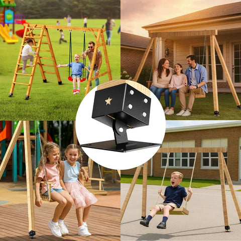 4 Pack Adjustable Swing Brackets For 4x4 Wood Posts Heavy Duty Stainless Steel Swing Set Kit Protects Wood Legs And Increases Stability Beefed Up For Outdoor Patio Garden Black