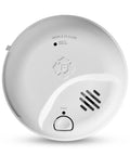 Front view of a combination smoke and carbon monoxide alarm with interconnect, hardwired detector with battery backup.