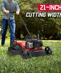 21 Inch Push Lawn Mower With Briggs And Stratton 125cc Engine, 2 In 1 Mulching And Side Discharge, Easy Assembly And Lightweight Gas Powered Mower For Garden Yard, side view
