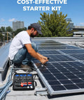 Man using Solar Crimping Tool Kit For DIY PV Installations With 12 Connector Pairs, 2 Spanner Wrenches, And 14-10 AWG Cable Crimping for solar setup