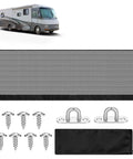 Adjustable RV Bunk Bed Safety Net Heavy Duty Polyester Mesh Guard Rail For Camper Motorhome Trailer with mounting hardware and tools.