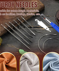 Heavy Duty Leather Stitching Kit With 32 Yards Waxed Thread, 8 Upholstery Needles, Long Curved And J Shaped Needles, Thimbles and Threaders