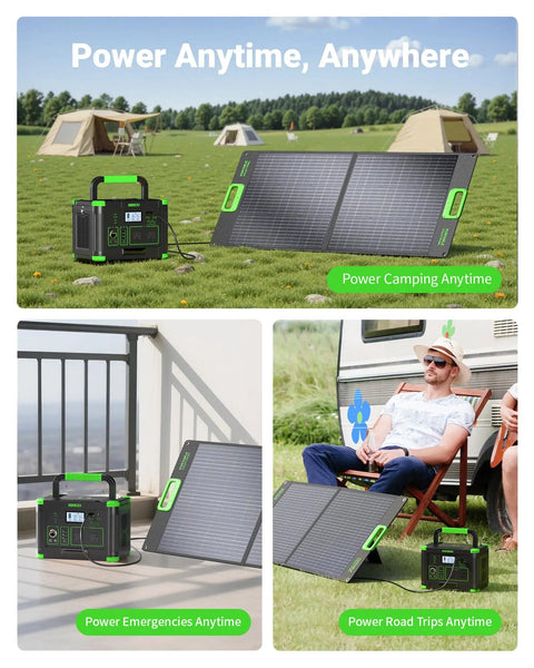 Go To 500W Portable Power Station With 100W Solar Panel in outdoor camping and balcony settings