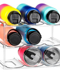 Stackable Water Bottle Organizer Holder For Large Tumblers Fits Big Bottles Three Tier Clear Wine Rack Style Cup Holder