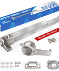 Badass Commercial Door Push Panic Bar with Stainless Steel Lever Handle 31 Inch Exit Device shown with parts and packaging