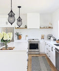 Black Globe Crystal Pendant Chandelier For Farmhouse Lighting 1 Light Dope Modern Rustic Ceiling Fixture in bright kitchen