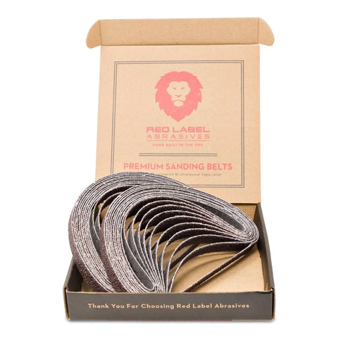 60 Grit Aluminum Oxide Air File Sanding Belts 1/2 X 18 Inches, 20 Pack Heavy Duty in box for weld removal, metal grinding