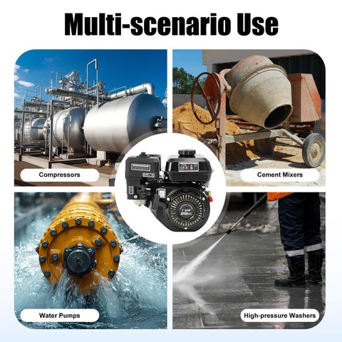 Image showing 212CC 7.5HP Gas Engine 4 Stroke Single Cylinder Air Cooled Pull Start Motor 3600 RPM for various uses