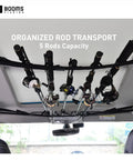 Car Roof Fishing Rod Carrier Rack Holds Up To Five Poles, Adjustable 31.5 To 59 Inches, No Drill Mount On Four Grab Handles, Easy Install