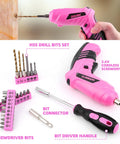 Lightweight Pink Cordless USB Electric Screwdriver Kit With 3.6V Drill Driver For Home DIY Women Friendly Tool Set Easy To Use