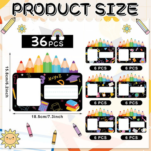 Colorful 36 Pack Desk Name Plates With Photo Space Self Adhesive Kids Name Tags For Classroom Organization 6.9 Inch Long 2.4 X 2.75 Inch Photo Window Product Size