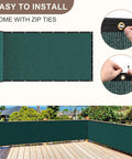 Heavy Duty Privacy Fence Screen 4x50 Ft Mesh Shade Net 170GSM With 90 Percent Blockage For Wall Garden Yard Backyard And Construction Sites Dark Green Weather Resistant And UV Stabilized For All Season Use installed on deck