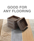 4 Pack 1.7 Inch Caster Cups With Lined Furniture Coasters shown on various floor types