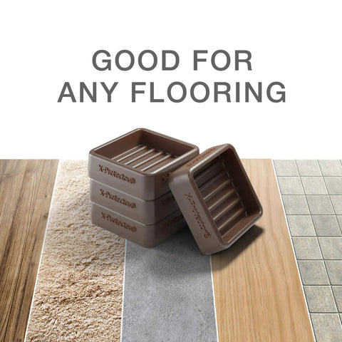 4 Pack 1.7 Inch Caster Cups With Lined Furniture Coasters shown on various floor types