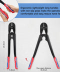 1608B Wire Rope Crimping Tool With Five Die Slots, ergonomic handles, 23.4-inch length, 5.3-inch width, 36-inch max open distance