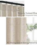 Natural Linen Blend Heavy Fall Curtains 86 Inches Long For Bedroom And Living Room, Pinch Pleated Custom Track System Sheer Drapes With Light Filtering Privacy, 40x86, Set Of 2 Panels With Hooks shown front view