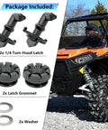 Hood Latch Toggle And Grommet Kit For Polaris RZR 570 800 S XP 900 2 Pack with ABS rubber parts and off-road vehicle