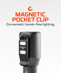 Close-up of magnetic pocket clip on Two In One Car Charger And Flashlight With 400 Lumens Six Light Modes Compact LED Light.
