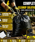 Worker tying Beefed-Up Heavy Duty 55 Gallon Contractor Garbage Bags 2 Mil Thick, Black with twist ties on construction site