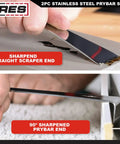 Two Piece Stainless Steel Prybar Scraper Set With 90 Degree Pry Ends Remove Residue From Gaskets And Surfaces