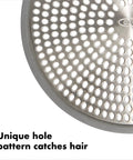Shower Stall Drain Protector With Hair Catcher And Soft Silicone Rim, Stainless Steel Mesh Barrier Keeps Water Flowing, close-up view