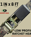 Mossy Oak Break Up Infinity Camo 1 Inch By 8 Foot Ratchet Tie Down Straps low profile ratchet head with camo design