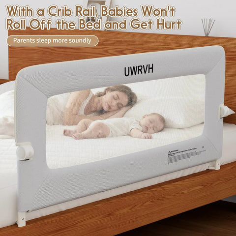 Folding Bed Rail Guard For Toddlers With No Drill U Shape To T Base Upgrade Safe Universal Fit For Beds Grey installed