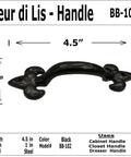 4.5 Inch Fleur De Lis Cabinet Pull Handle Black Finish Decorative Hardware For Cabinets Drawers Doors Gates Dresser Model BB 102