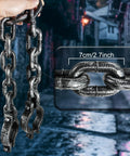 Close-up of 2 Pack Plastic Halloween Fake Prison Chains With Handcuffs And Footcuffs showing 7cm link size for costume props
