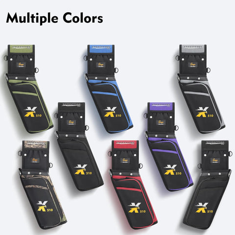 Field And Competition Hip Arrow Quiver With 3 Slot System Holds 12 Plus Arrows Noise Free Design shown in multiple colors