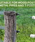 Porcelain bullnose fence insulators, white ceramic, for wire on wood posts, set of 10