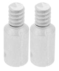 Heavy Duty 2 Pack Metal Threaded Tip Connector For Mop Handle Replacement Pole Adapter, silver metal close-up