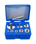 Pro Grade Calibration Weight Set 1000g With Case And Tweezers For Digital Scales M2 Class Precision Eight Piece Weight Kit in blue case