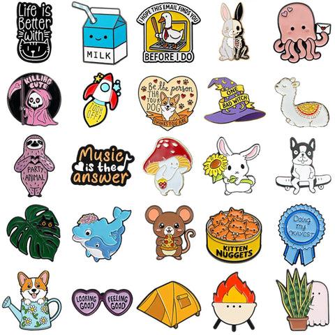 Dope And Super Cute Enamel Backpack Pins Bulk Set Loaded With Funny Anime Series Designs For Slaying Your Daily Outfit Premium Zinc Alloy Clasp For Backpacks Jackets And Helmets, colorful mix of soft enamel pins.
