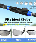 Golf Grip Trainer For Right Hand Swing Grip Corrector To Lock In Proper Hand Position; non-slip, fits all grip sizes, blue accents