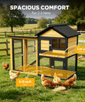 Wooden Chicken Coop With Run Outdoor Hen House Poultry Hutch Removable Tray And Ramp Wire Fence Weatherproof Roof For Backyard Two To Three Chickens Predator Resistant Design Durable Construction