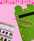 Beginner Kids Sewing Kit With 6 DIY Projects Fun Prepunched Fabric Safe Plastic Needle No Glue Arts And Crafts Toy for ages 5-12