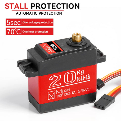 Beefy High Torque RC Servo With Metal Gear Waterproof Digital Servo for 1/8 and 1/10 RC Cars and DIY Robots, shown with stall protection feature.
