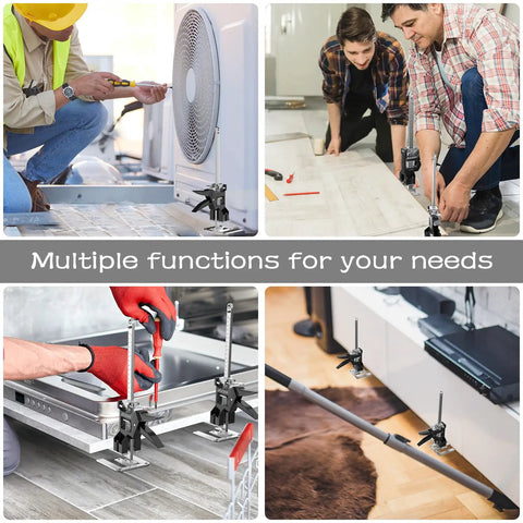 2 Pack Heavy Duty Furniture Panel Lifter With 440 Lb Capacity And Smooth Dual Speed Descent used for cabinet and drywall installations.