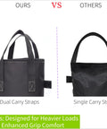 Comparison of 140 LBS Zipper Top Sand Bags for Canopy Legs, dual vs single carry straps