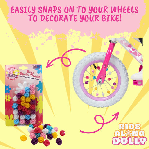 Colorful Spoke Beads For Kids Bikes 30 Pcs Spokies Snap On Beads, package and decorated bike wheel, universal fit.