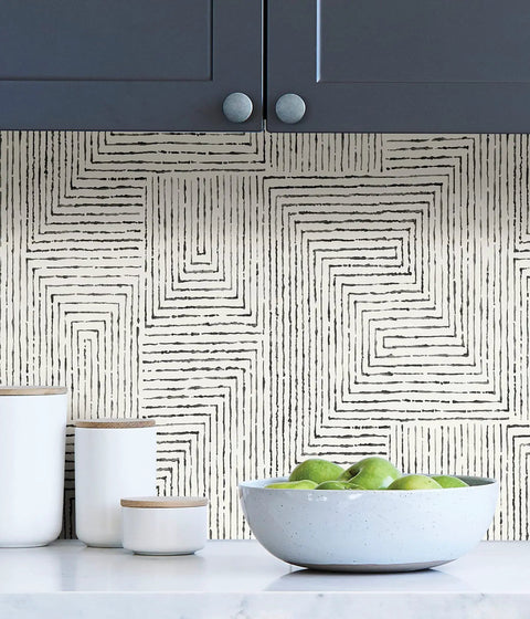 Black Ink Abstract Peel And Stick Wallpaper From Scott Living Self-Adhesive Removable Wallpaper Safe For Walls With No Residue