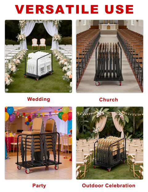Image showcasing Heavy Duty Folding Table Cart With 5 Inch Swivel Wheels 1800 Lbs Load Capacity Transports 10 Banquet Tables