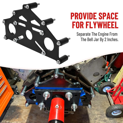 Beefy Heavy Duty Billet Aluminum Engine Stand Adapter Plate Mount Bracket For V8 And V6 Engines Built Tough For Rebuilds And Maintenance Fits Duramax Five Point Three Liter Six Point Zero Liter And Four Point Eight Liter Blocks, billet aluminum stand mount