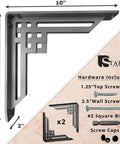 Beefy Heavy Duty Handmade Steel Shelf Brackets 2 Pack With 500 Lb Capacity, detailed view, hardware included, 10x10x2 inches