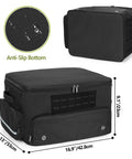 Heavy Duty Golf Trunk Organizer With Ventilated Shoe Compartment For Two Pairs Of Shoes Up To US Mens 16, Black with anti-slip bottom.