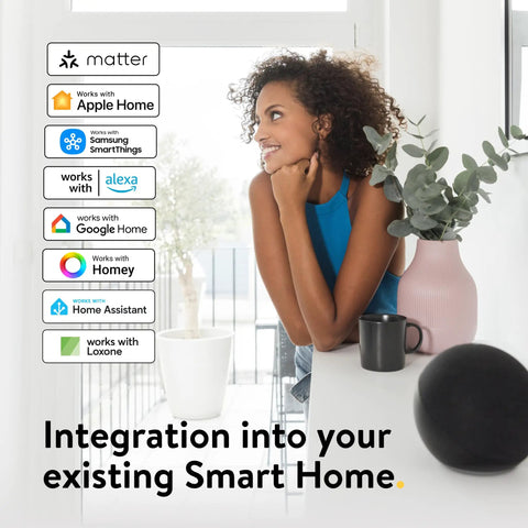 Woman smiling beside Keyless Entry Smart Lock With Wifi Electronic Deadbolt For Front Door, showcasing smart home integration options.