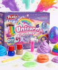 Unicorn Slime And Crystals Science Kit For Kids Ages 8 To 12, Over 100 Cool Experiments set with colorful slime and tools.